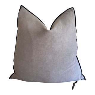 Stone Washed French Linen Accent Pillow in Ecorce With Insert For Sale