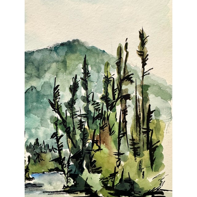 Rustic Henry Emil Salloch Original Watercolor on Paper Lac Ste Anne, Alberta, Canada. 1950. For Sale - Image 3 of 7