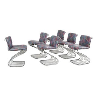 6 Steel Gastone Rinaldi Dining Chairs for Rima, Italy 1970 For Sale