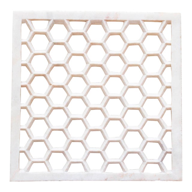 Hand-Carved Honeycomb Marble Panel For Sale