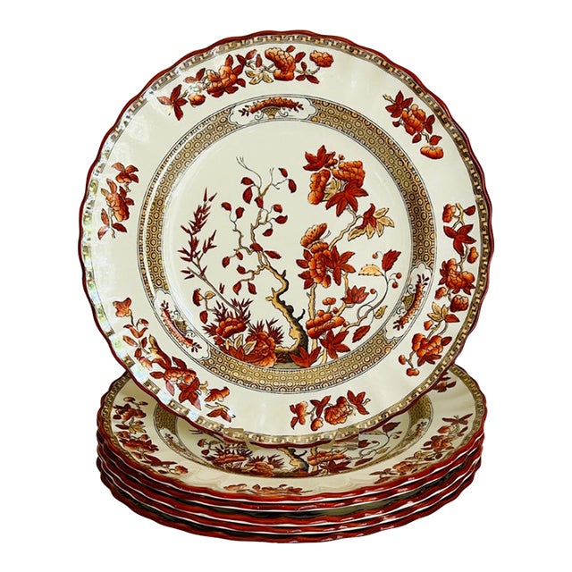 Early 20th Century Copeland Spode Luncheon Plates in the India Tree Pattern - Set of 6 For Sale