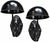 Striking pair of black metal wall-mounted hat and coat hooks with a sculptural Art Deco-inspired design. Each piece...