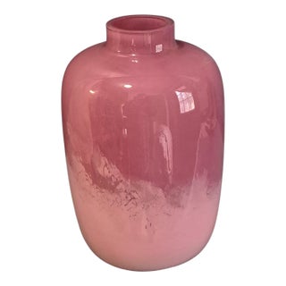 Late 20th Century Italian Art Glass Rose Pink Ombre Two Tone Vase For Sale