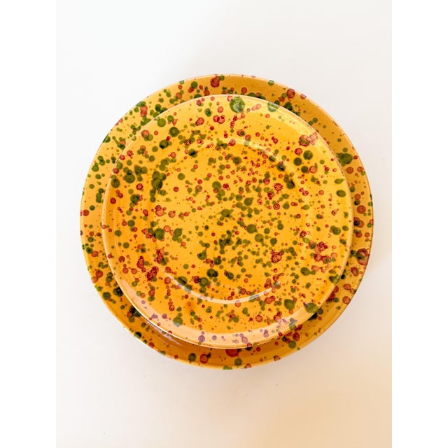 Ceramic Vintage Splatterware Dinner and Salad Plates, Made in Italy for Neiman Marcus For Sale - Image 7 of 10