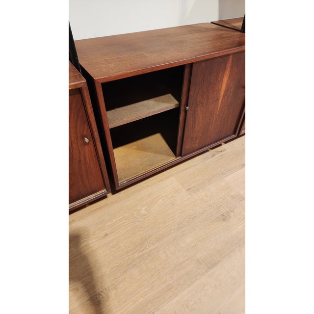 Wood 1960s George Nelson Omni-Style Modular Wall Unit in Walnut With Black Metal Frame For Sale - Image 7 of 7
