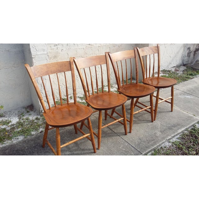1950's Vintage Nichols and Stone Thumb Back Maple Windsor Chair Set of