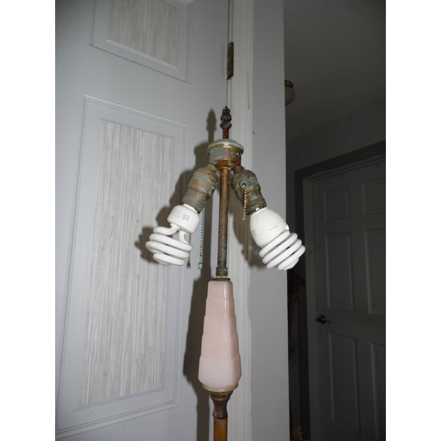 Vintage Art Deco Pink Agate Glass Floor Lamp For Sale - Image 4 of 12