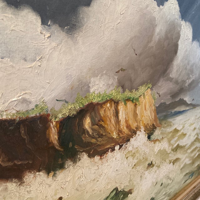 Mid-Century Oil on Board Iberian Seascape in Gilt Frame by Lanas For Sale - Image 9 of 12