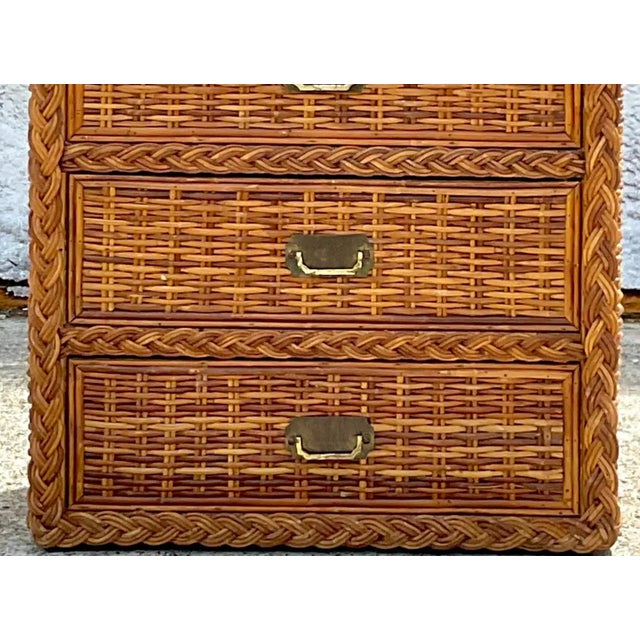 Vintage Coastal Braided Rattan Chest of Drawers For Sale - Image 11 of 12