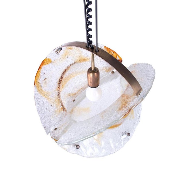 Murano Satellite Pendant Light in Glass & Brass by Toni Zuccheri for Mazzega, Italy, 1970s For Sale - Image 6 of 12
