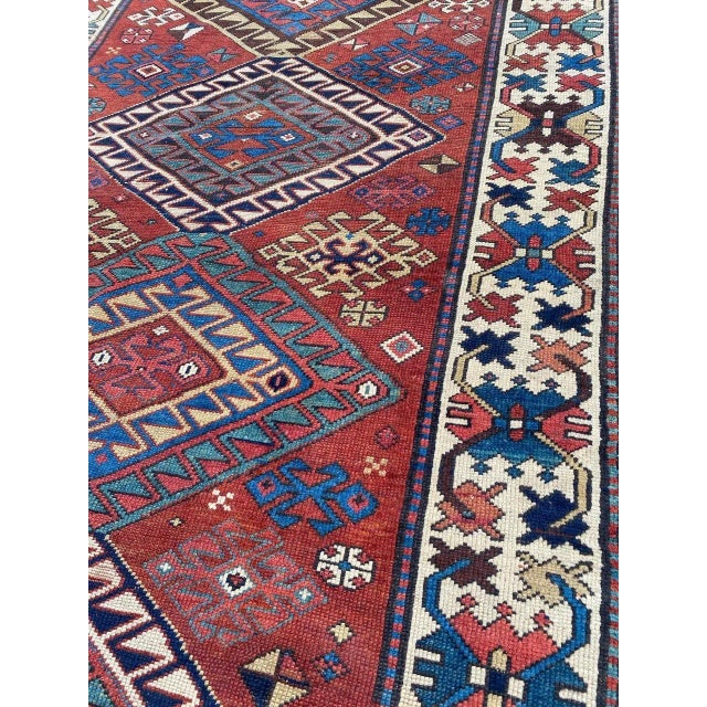 Antique Caucasian Kazak Runner For Sale - Image 14 of 18