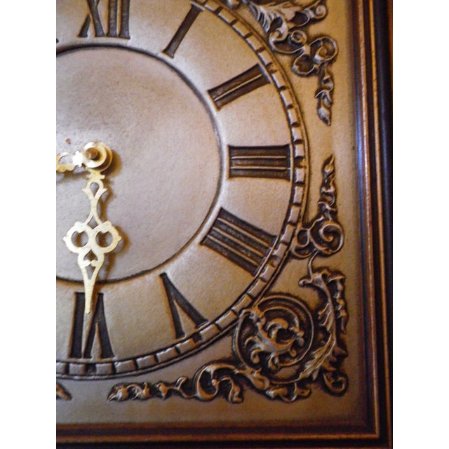 Rustic Wall Clock with Oak Casing and Pewter Dial, France, 1980s For Sale - Image 3 of 7
