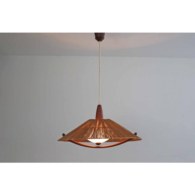 Danish Modern Teak Sisal Pendant Lamp from Temde Leuchten, 1960s For Sale - Image 10 of 11
