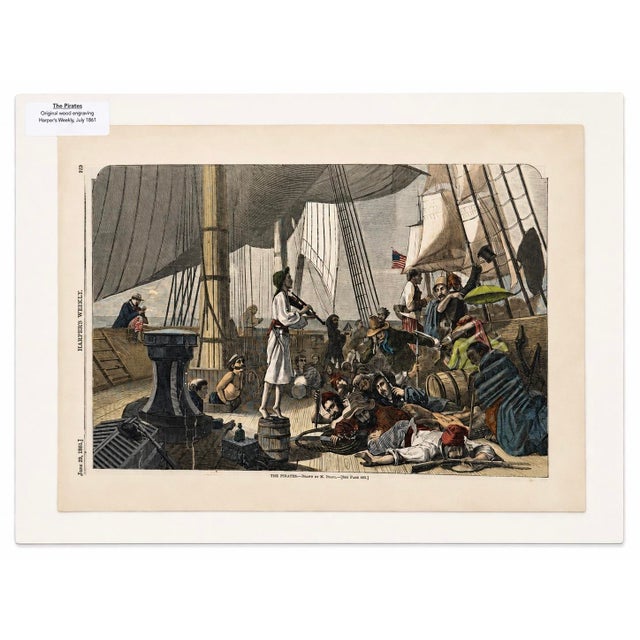 Victorian The Pirates, Original Print Harper's Weekly, July 1861 For Sale - Image 3 of 5