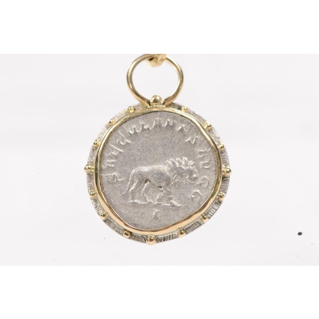 Silver Antoninianus Lion Pendant W 18k Gold For Sale - Image 4 of 13