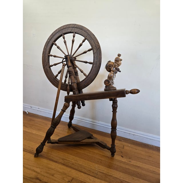Early 20th Century Antique Saxony Style Spinning Wheel For Sale - Image 5 of 8