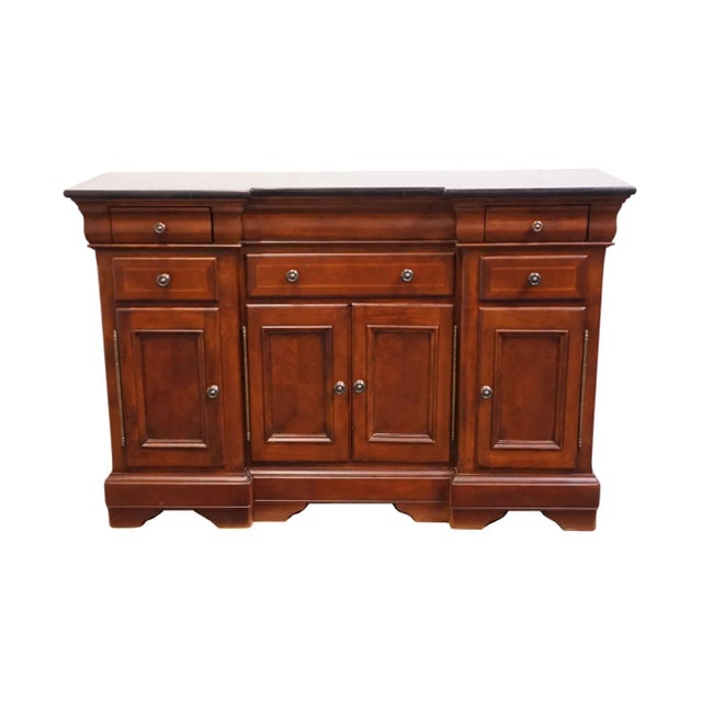 Contemporary Universal Furniture Cherry Contemporary Traditional Style 62" Buffet Sideboard W. Granite Top 461679 For Sale - Image 3 of 13