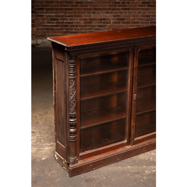 Traditional Early 20th Century Monumental Renaissance Revival Carved Wood Library Display Cabinet For Sale - Image 3 of 14