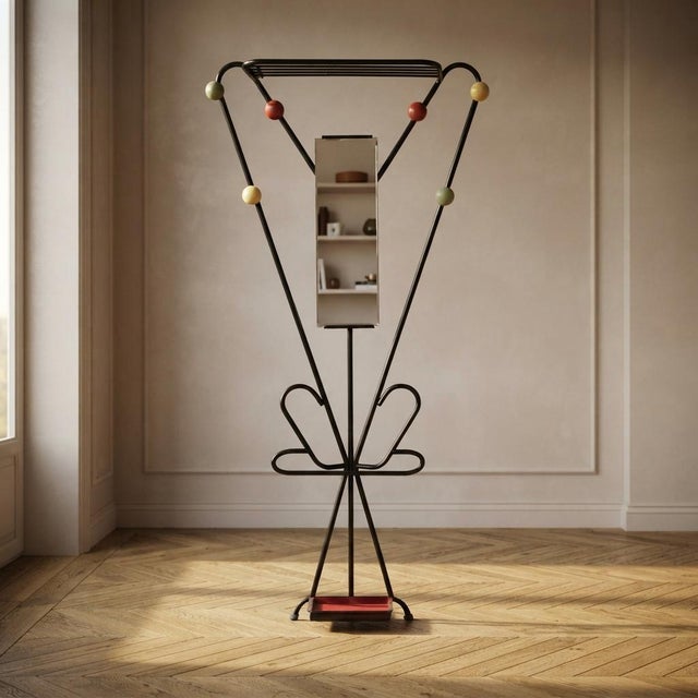 Black Vintage Coat Rack in Black Metal by Roger Feraud, 1970s For Sale - Image 8 of 8