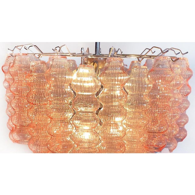 Three-Tier Murano Glass Tube Chandelier with 48 Pink Glasses, 1989 For Sale - Image 16 of 18