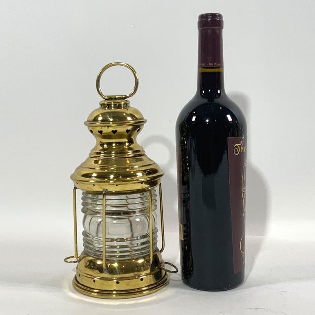 Solid Brass Ships Anchor Lantern For Sale - Image 4 of 6