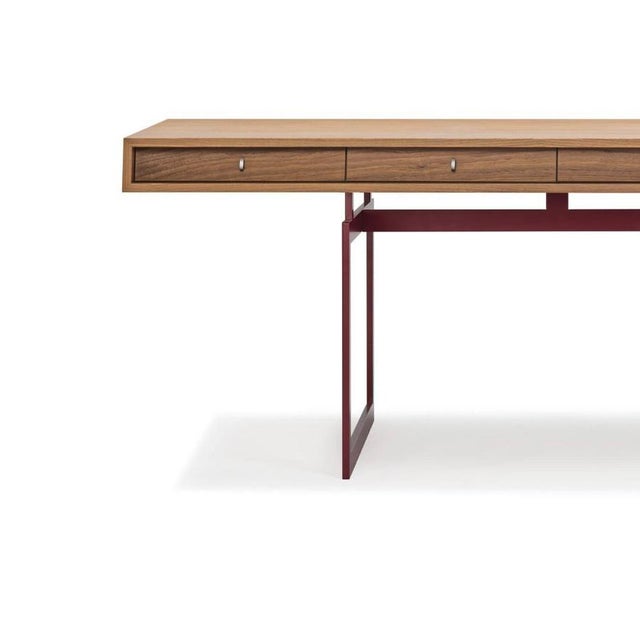 Red and Walnut Office Desk by Bodil Kjaer for Karakter For Sale - Image 3 of 16