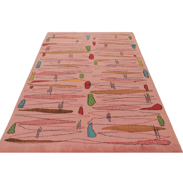 1960s Vintage Turkish Rug in Pink With Colorful Geometric Patterns, From Rug & Kilim For Sale - Image 5 of 8