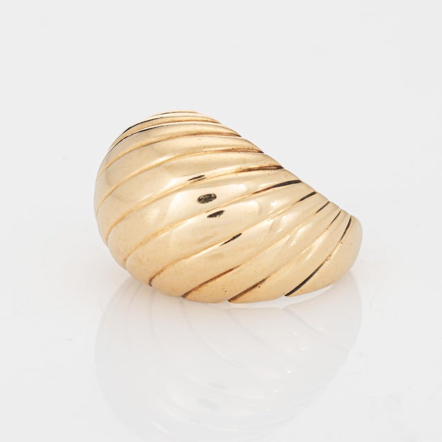 80s Vintage Ridged Dome Ring 14k Yellow Gold Estate Cocktail Fine Jewelry, Size 6 For Sale - Image 4 of 7