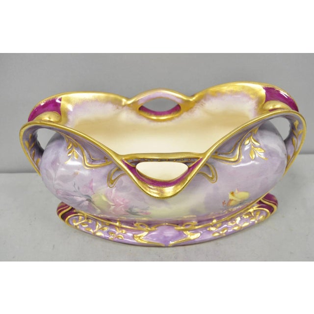 Antique Franz Anton Mehlem Royal Bonn Germany Art Nouveau Purple Jardinière Vase For Sale - Image 10 of 17