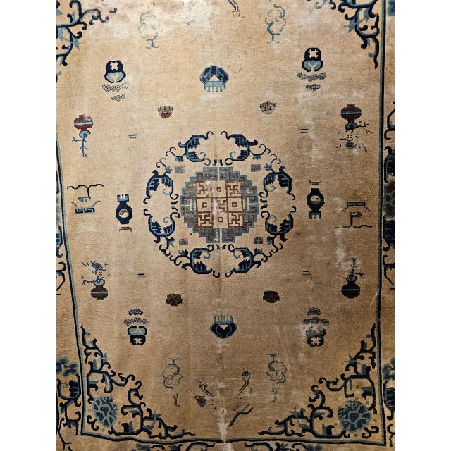 19th Century Chinese Peking Rug, Handwoven Wool, Good Fortune Symbols, 8' x 11' For Sale - Image 13 of 18