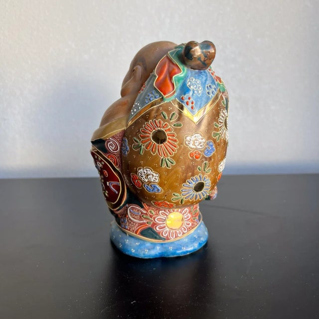 Old Japanese Kutani Hotei Colorful Laughing Buddha Porcelain