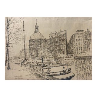 1950s Eugene Winter Amsterdam Canal Scene For Sale