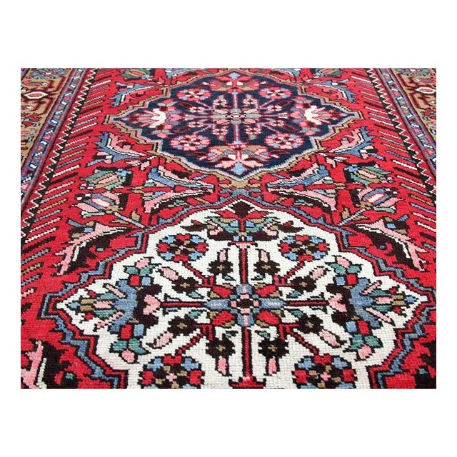 1950s Handwoven Persian Heriz Runner Rug 3’2″ X 11’0″ For Sale In Dallas - Image 6 of 11