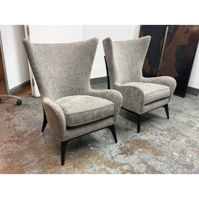 Modern Caracole Whats New Pussycat Wingback Chairs, Pair For Sale - Image 3 of 12
