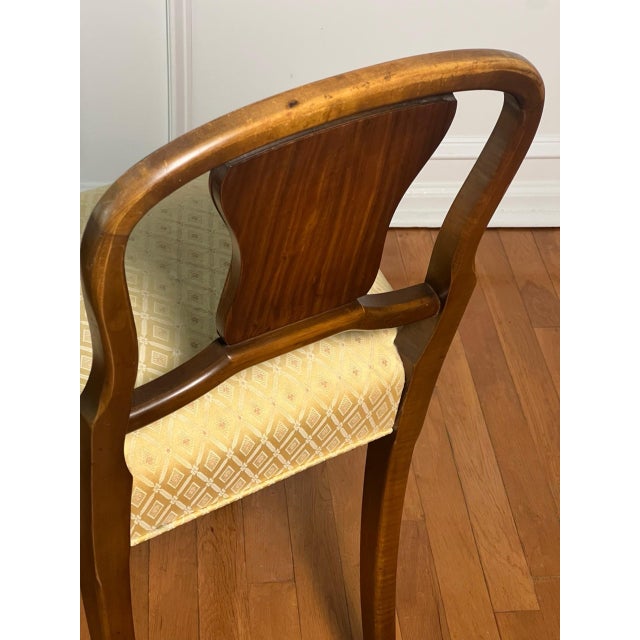 French Walnut Boudoir, Vanity Chair With Floral Inlay, C. 1900s For Sale - Image 13 of 16