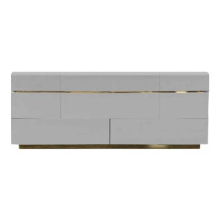 1970s Lane Furniture Vintage Dresser With Brass Accents For Sale