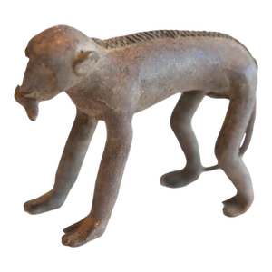 Vintage African Monkey With Banana in Mouth Figurine