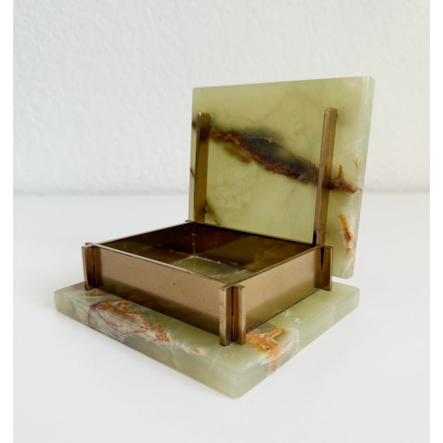 Art Deco Art Deco Green Onyx & Bronze Smoking Box For Sale - Image 3 of 11