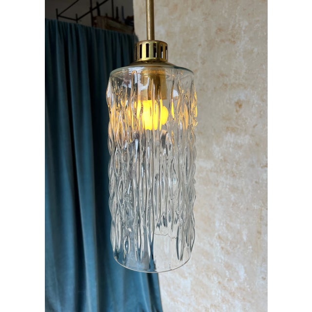 French 1960s Glass and Brass Pendant For Sale In New York - Image 6 of 12