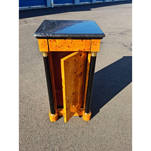 Beautiful Bedside/Side Elm With Black Marble Table/Desk With Large Storage For Sale - Image 13 of 13