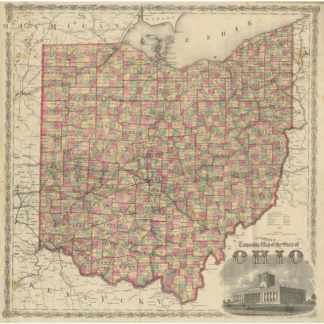 Late 19th Century Antique Map of the State of Ohio by Titus, 1871 For Sale - Image 5 of 5