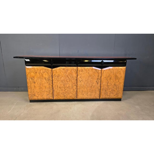 Vintage Lacquer and Burl Wood Credenza, 1980s For Sale - Image 13 of 15