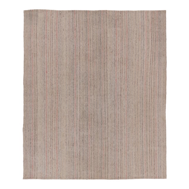 Sand Vintage Persian Palas Bidjar Kilim With Polychromatic Stripes - Rug & Kilim For Sale - Image 8 of 9