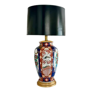 Single Large Japanese Asian Imari Porcelain Table Lamp