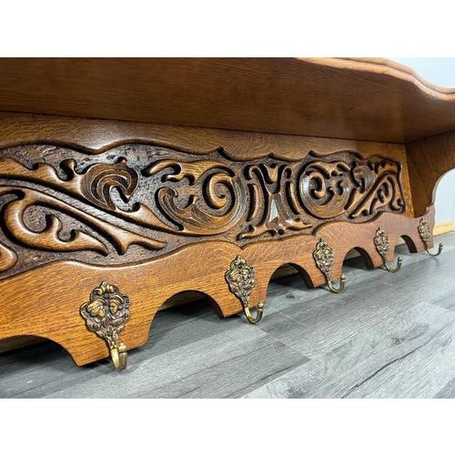 French Coat Rack in Oak with Hooks For Sale - Image 3 of 12