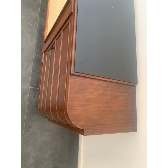 Art Deco Sideboard in Rosewood and Parchment with Top in Black Glass For Sale - Image 6 of 14