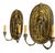 Super rare large antique brass Medieval Revival wall sconces featuring embossed figures of knights in full armor. These...