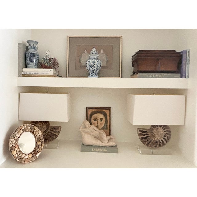 Vintage Palm Beach Style Petite Shell Encrusted Oval Shaped Table Mirror With Easel Back For Sale - Image 4 of 18