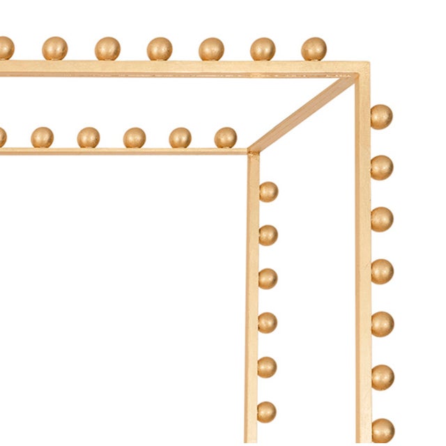 Contemporary Matthew Izzo Home Goldie Gold Leaf Ball Lined Etagere With Four Clear Glass Shelves For Sale - Image 3 of 6