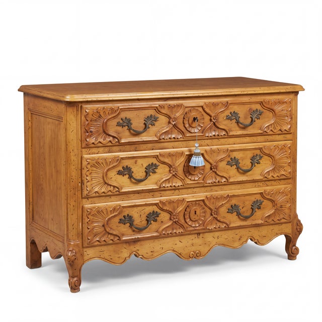 1950s 1950s Italian French Louis XV Style Carved Pine Chest / Commode For Sale - Image 5 of 10
